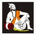 Picture of Chhatrapati Shivaji Maharaj on Royal Pillow Radium Sticker - 9x9 Inch: Iconic Maratha Emblem.